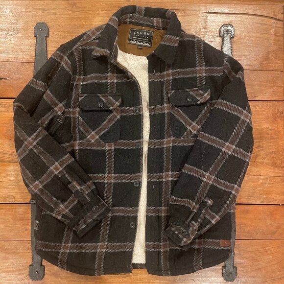 Jachs New York Men's Sherpa Lined Wool Blend Shirt Jacket Size L - Picture 2 of 11